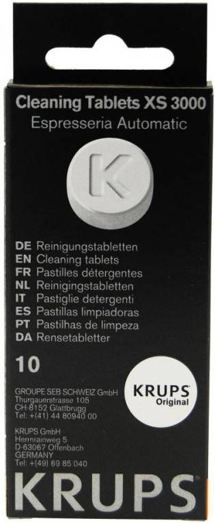 Krups Reinigingstabletten XS3000, voor alle volautomatische koffiezetapparaten , 10 stuks, hygiënische compleet reiniging, eenvoudig in gebruik