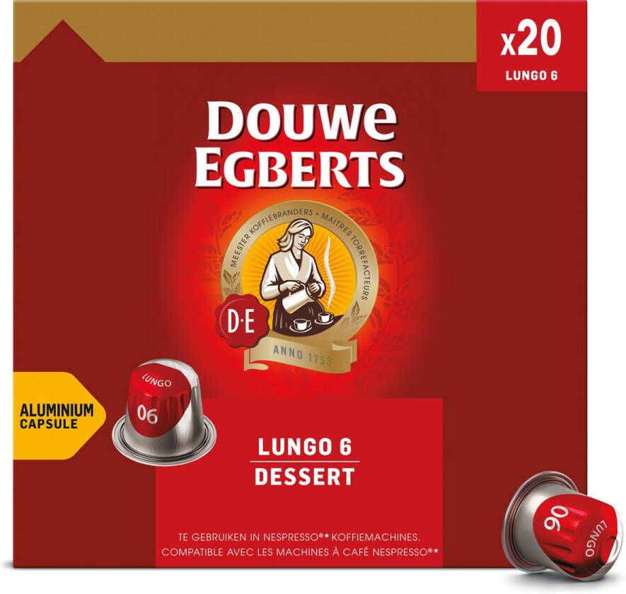 Douwe Egberts Lungo Dessert koffiecapsules, pak van 20 stuks